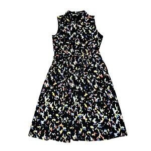 Jason Wu Novelty Belted A-Line Printed Shirt Dress Black Confetti Size S